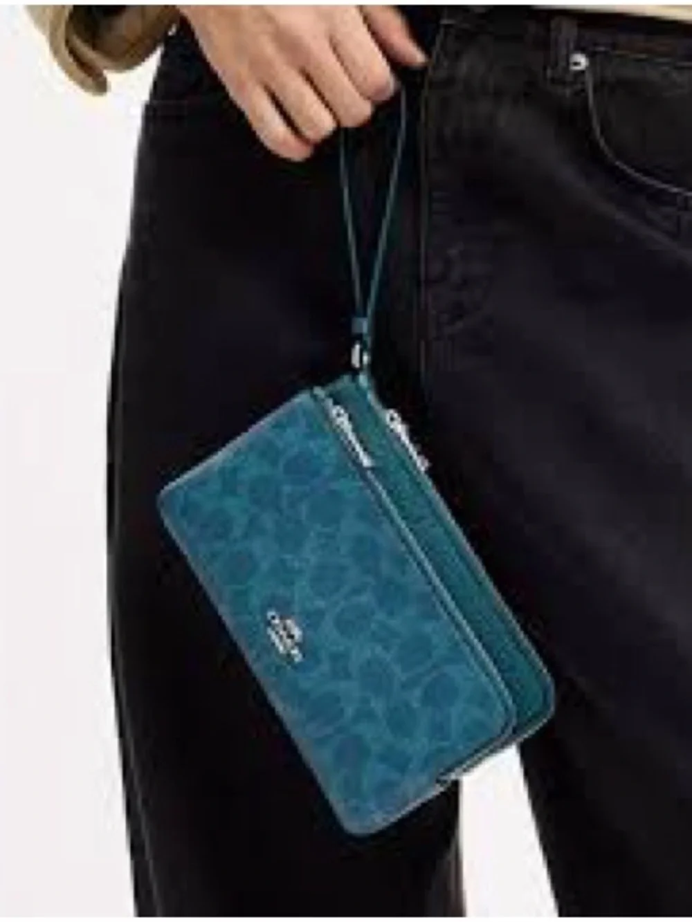 Coach Teal Signature Wristlet Clutch